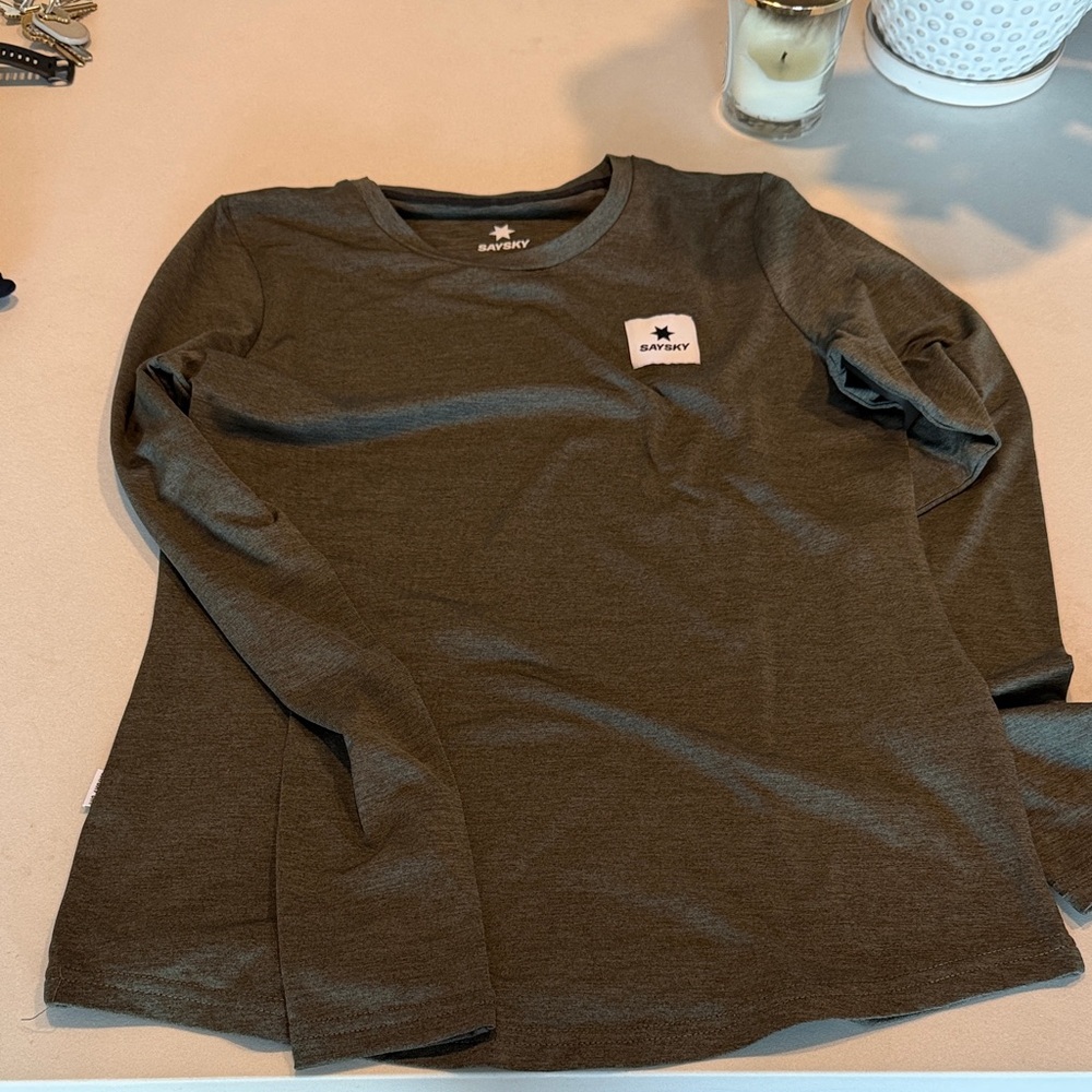 Saysky women’s long sleeve khaki green clean pace top XS